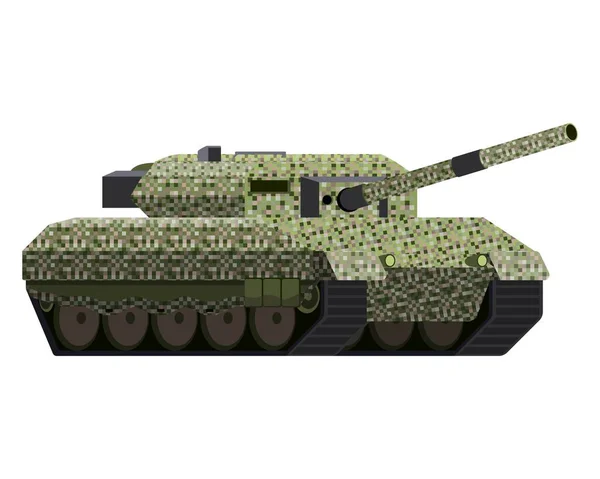 Kampfpanzer Flachen Stil Militärfahrzeug Pixeltarnung Bunte Illustration Isoliert Auf Weißem — Stockfoto