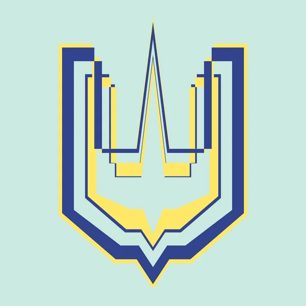 Icono Del Tridente Emblema Escudo Armas Ucrania Símbolo Ucraniano Nacional — Vector de stock