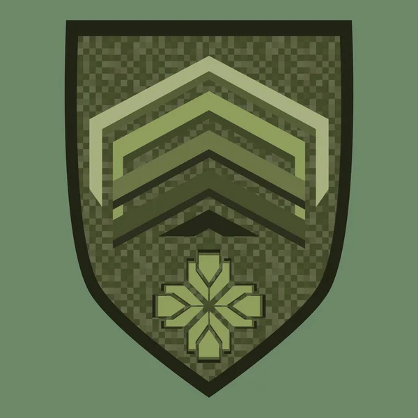 Militares Verdes Classificam Distintivo Ombro Soldado Exército Chevron Sinal Uniforme — Fotografia de Stock
