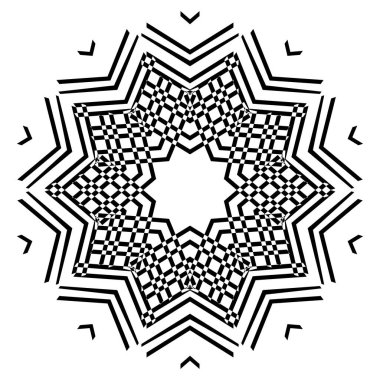 Soyut, çağdaş, kusursuz süs eşyası deseni. Geometrik şekiller, dokular. Canlı yuvarlak baskı. Gri arkaplanda vektör illüstrasyonu izole edildi.