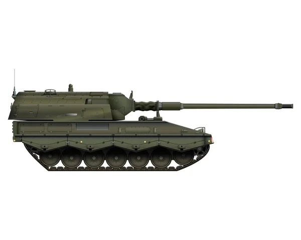Önjáró Howitzer Reális Stílusban Német 155 Panzerhaubitze 2000 Katonai Páncélozott — Stock Vector