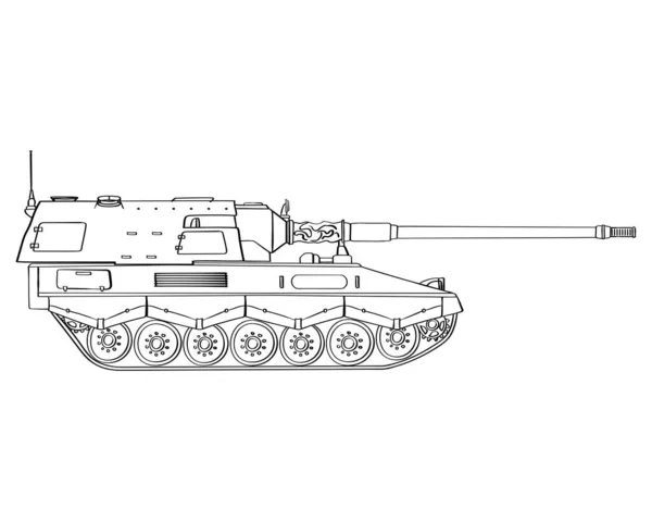 Gepanzertes Militärfahrzeug Doodle Selbstfahrende Haubitze Deutsche 155 Panzerhaubitze 2000 Illustration — Stockfoto