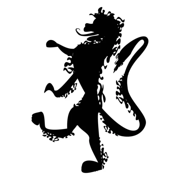 Silhouette Lion Symbole Héraldique Icône Linéaire Illustration Isolée Sur Fond — Photo
