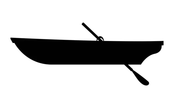 Wooden Boat Silhouette Icon Simple Black Boat Illustration Isolated White — Stock Photo, Image