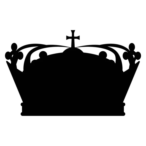 Crown Silhouette Classic Royal Symbol Religion Insignia Christian Cross Vector — Stock Vector