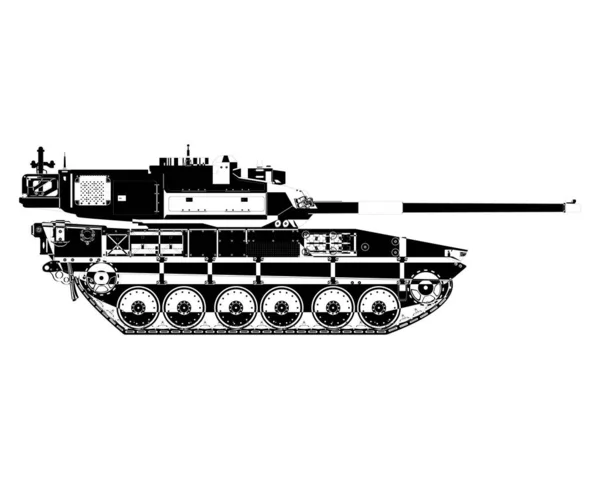 抽象的に主力戦車 装甲戦闘車両 特殊戦闘軍事輸送 白い背景に孤立した詳細なベクトル図 — ストックベクタ