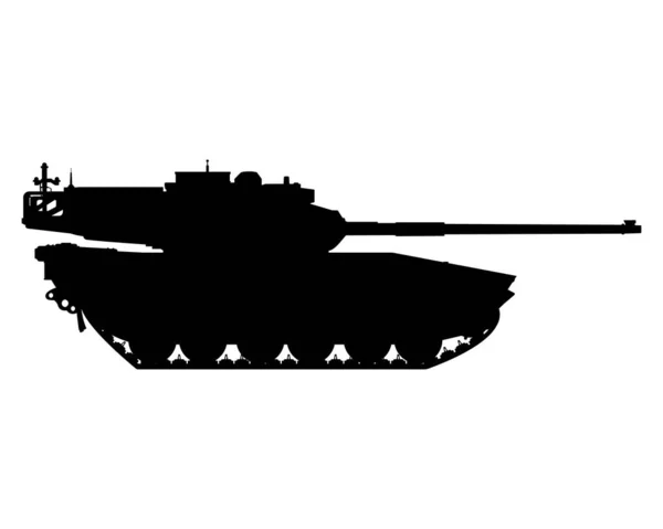 Sílhueta Principal Tanque Batalha Veículo Combate Blindado Transporte Militar Combate — Vetor de Stock