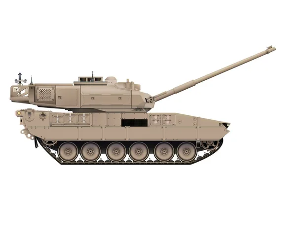 現実的なスタイルの主な戦闘タンク バレルと戦う 武装した軍用車両 白い背景で分離された詳細なカラフルなベクターイラスト — ストックベクタ