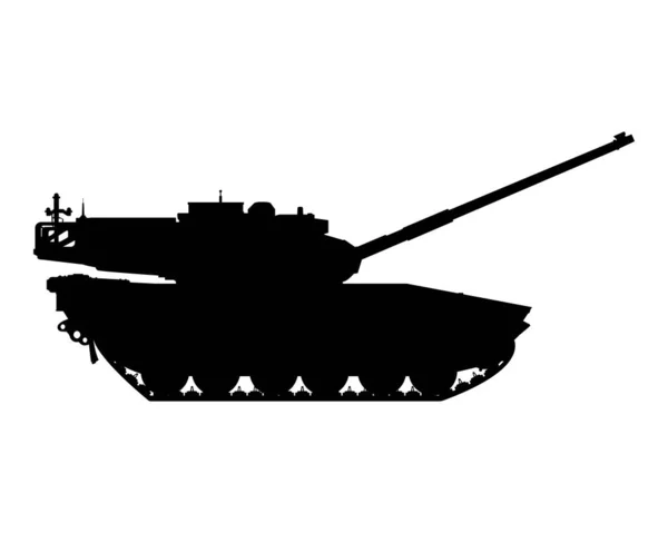 Ana Savaş Tankı Silueti Yükseltilmiş Fıçı Zırhlı Askeri Araç Resimler — Stok fotoğraf