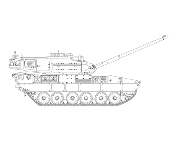 Ana Savaş Tankı Sanat Eserlerinde Zırhlı Savaş Aracı Özel Muharebe — Stok Vektör