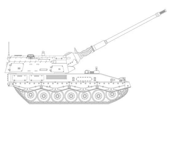 Selbstfahrende Haubitze Reih Und Glied Erhöhte Tonne Panzerfahrzeug Des Militärs — Stockfoto