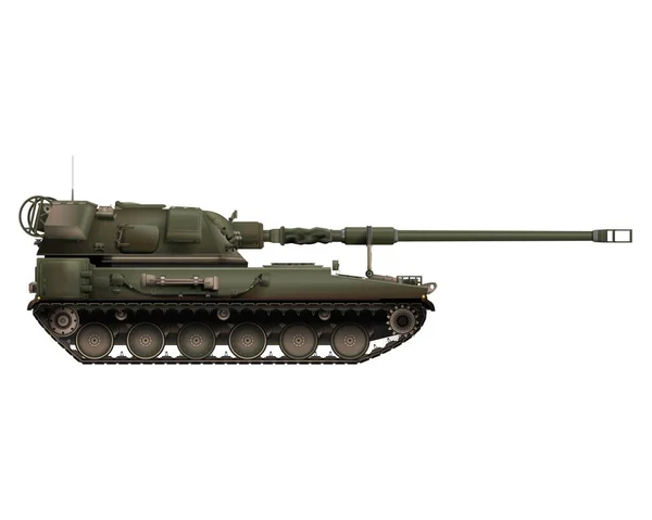 Ahs リアルなスタイル ポーランドの自走砲 ポーランドの武器 ポーランド軍 軍用装甲車両 白い背景に隔離された詳細なカラフルなイラスト — ストック写真
