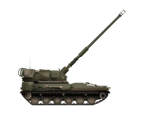 Ahs蟹在现实的风格 波兰自行火炮 升起的枪管波兰军队 军用装甲车 在白色背景上孤立的详细的彩色矢量说明 — 图库矢量图片