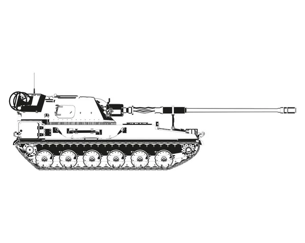 Ahs 抽象的に ポーランドの自走砲 ポーランドの武器 ポーランド軍 軍用装甲車両 白い背景に単離された詳細なイラスト — ストック写真
