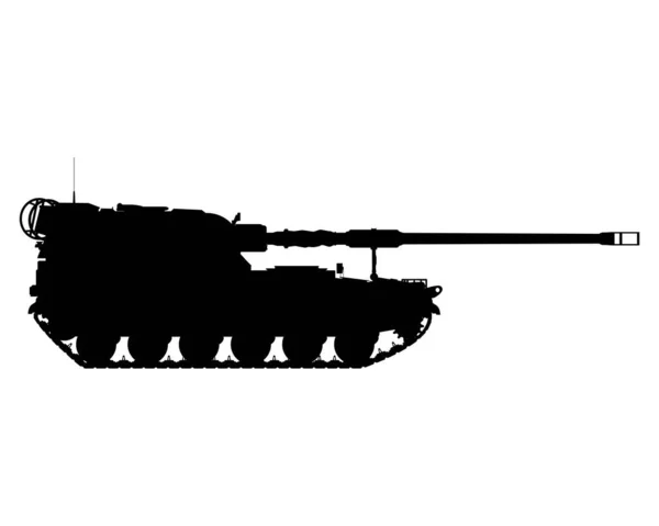 Ahs蟹的轮廓 波兰自行火炮 波兰武器 波兰军队 军用装甲车 在白色背景上孤立的详细说明 — 图库照片