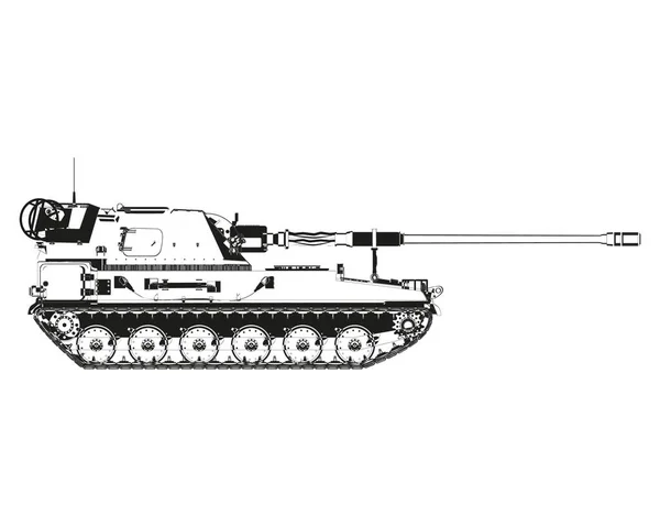 Ahs蟹摘要 波兰自行火炮 波兰武器 波兰军队 军用装甲车 在白色背景上孤立的详细矢量说明 — 图库矢量图片