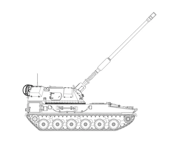 Ahs Krab Dans Art Ligne Artillerie Automotrice Baril Levé Pologne — Image vectorielle