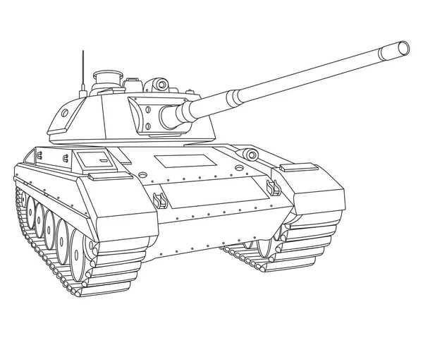 主战坦克着色页 装甲战斗车 特别军事运输 在白色背景上孤立的详细说明 — 图库照片