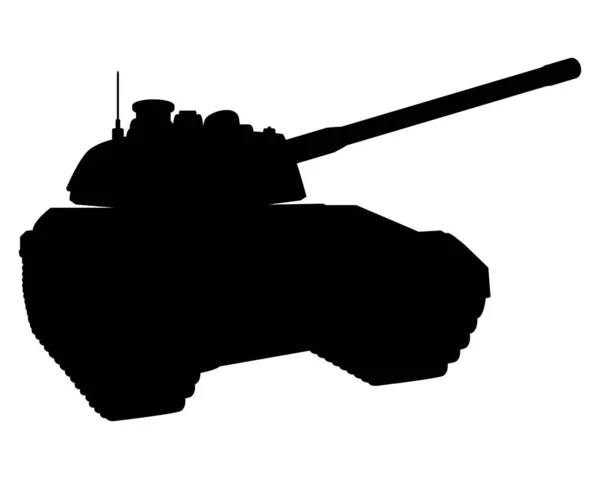 メインバトルタンクブラックシルエット 装甲戦闘車両について 特別な軍事輸送 白い背景に隔離されたイラスト — ストック写真