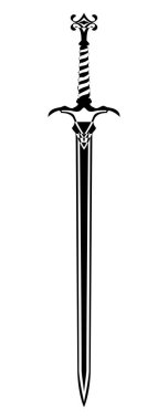 Kılıç izi. Eski Uzun Kılıç. Kılıç. Bıçak Dövmesi. Resimler beyaz arkaplanda izole edildi.