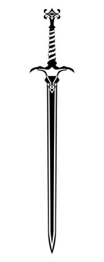 Kılıç izi. Eski Uzun Kılıç. Kılıç. Bıçak Dövmesi. Vektör illüstrasyonu beyaz arkaplanda izole edildi.