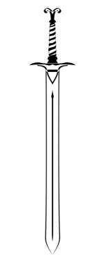 Kılıç izi. Eski Uzun Kılıç. Kılıç. Bıçak Dövmesi. Resimler beyaz arkaplanda izole edildi.