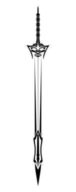 Kılıç izi. Eski Uzun Kılıç. Kılıç. Bıçak Dövmesi. Resimler beyaz arkaplanda izole edildi.