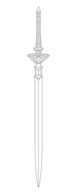 Kara Kılıç. Eski Uzun Kılıç. Kılıç. Bıçak Dövmesi. Resimler beyaz arkaplanda izole edildi.