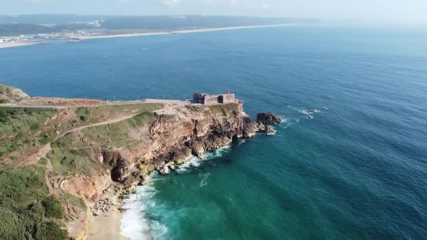 纳萨雷海滩上空的无人机录像高质量的4K镜头 — 图库视频影像