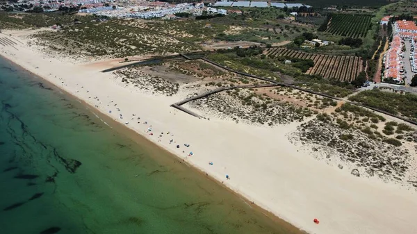 Drone Strzelił Nad Plażą Alagoa Algarve Wysokiej Jakości Zdjęcie Zrobione — Zdjęcie stockowe