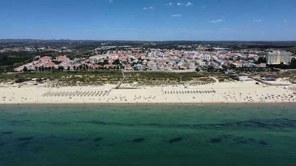 stock image Drone shot over Alagoa beach, Algarve. High quality photo taken from the skies during the summer.