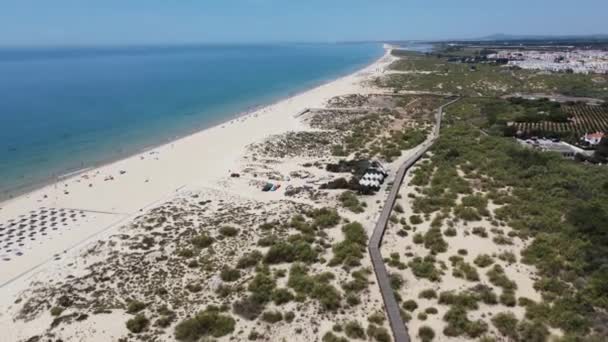阿尔加维 阿拉戈亚海滩上空的无人机镜头 高质量的4K镜头在夏天从天空中拍摄 — 图库视频影像