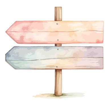 Suluboya çizimi. İki tahta tabela. vektör.