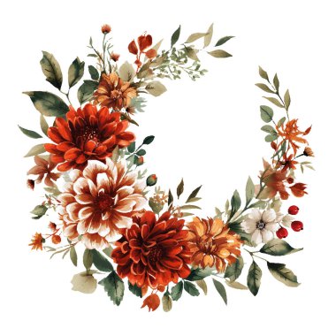 Suluboya çiçek ve yaprakları