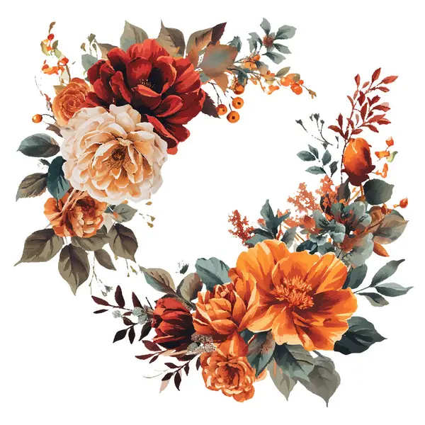 Suluboya çiçek ve yaprakları