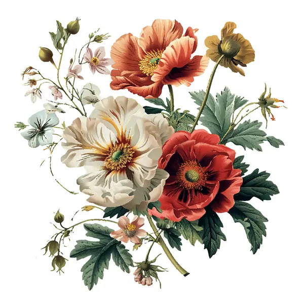 Çiçek tasarım elementleri ve suluboya çiçekler. vektör illüstrasyonu