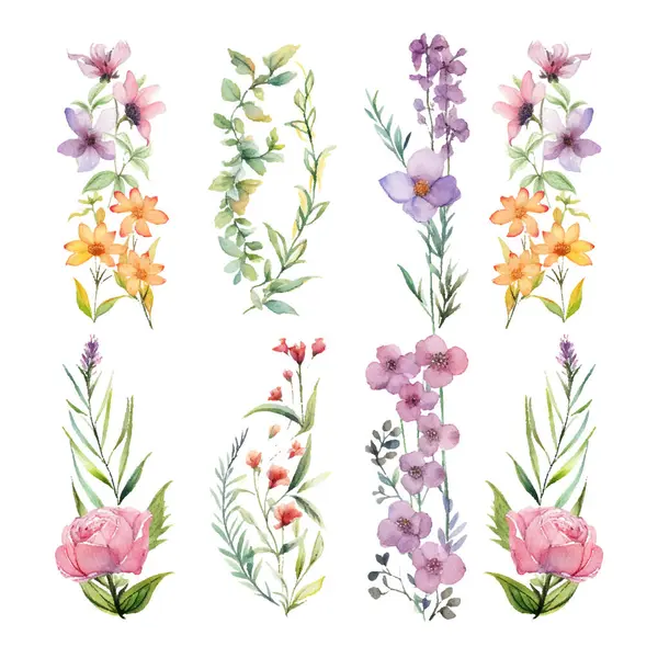 Çiçek ve yapraklar suluboya.