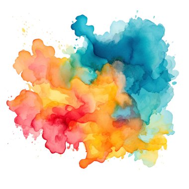 Beyaz arkaplanda renkli suluboya sıçraması