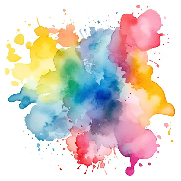 Renkli gökkuşağı suluboya sıçraması