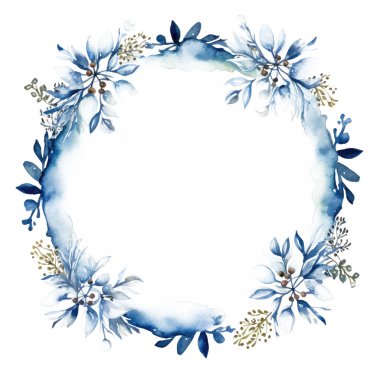 Yapraklı ve meyveli suluboya çelenk çerçevesi