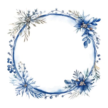 suluboya mavi çiçek çerçevesi
