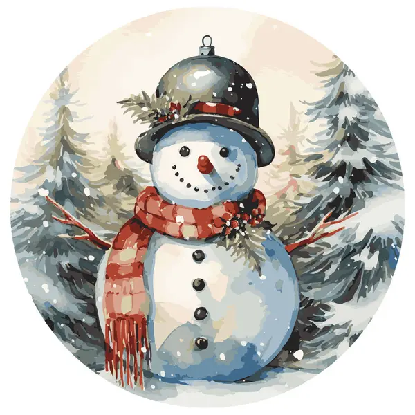 Suluboya çizimi. Kardan adam. Noel..