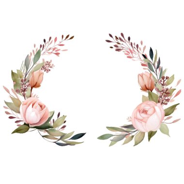 Suluboya çiçek ve yaprakları