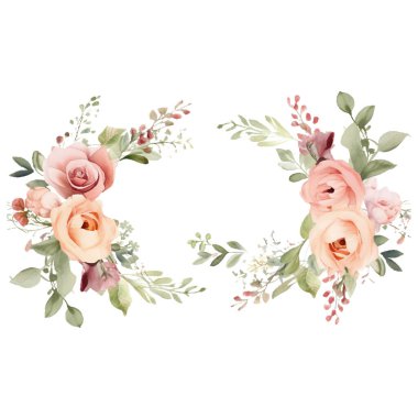 Güllerin suluboya çelengi ve okaliptüs dalları