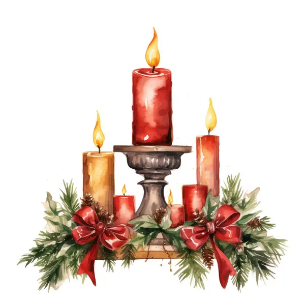 Mumlu suluboya Noel kartı