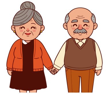 Mutlu bir son sınıf çifti el ele tutuşurken resmedilmiş. Aşkı, aileyi, bakımı ve yaşlılığı gösteriyor. Emeklilik, sağlık ve nesiller arası bağlantı temaları için mükemmel.