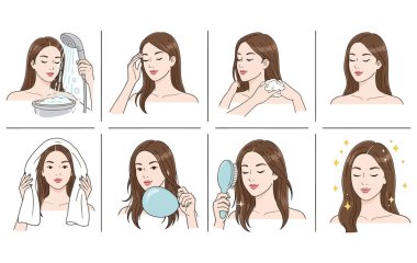 A step-by-step skincare routine illustration for achieving healthy and glowing skin. Perfect for beauty and wellness content, tutorials, and product promotions.