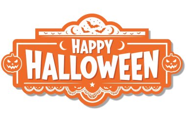 Balkabaklı klasik bir Mutlu Cadılar Bayramı etiketi. Tatil tasarımlarına retro bir dokunuş eklemek için mükemmel. Beyaz üzerine izole edilmiş vektör illüstrasyonu.