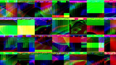 Bu renkli arıza sanat arka planında çarpık desenler ve dijital gürültü efektleri var. Benzersiz ve göz alıcı bir görsel deneyim yaratmak için ideal..