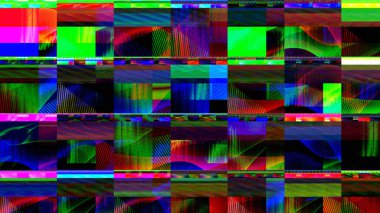 Dijital bozulma ve soyut piksellerin yer aldığı dinamik bir sanat arkaplanı, canlı renklerle görsel olarak çekici ve modern bir estetik yaratıyor..